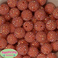 20mm Coral Rhinestone Bubblegum Beads Bulk