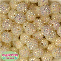 20mm Cream Rhinestone Bubblegum Beads Bulk