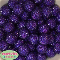 20mm Deep Purple Rhinestone Bubblegum Beads Bulk