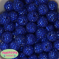 20mm Deep Royal Blue Rhinestone Bubblegum Beads Bulk