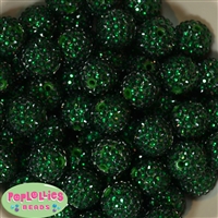 20mm Forest Green Rhinestone Bubblegum Beads