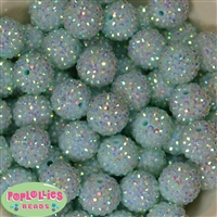 20mm Pale Mint Rhinestone Bubblegum Beads