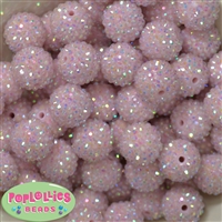 20mm Ice Pink Rhinestone Bubblegum Beads