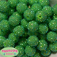 20mm Lime Green Rhinestone Bubblegum Beads