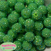 20mm Lime Green Rhinestone Bubblegum Beads Bulk