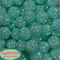 20mm Mint Rhinestone Bubblegum Beads Bulk