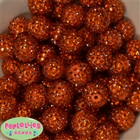 20mm Orange Metallic Rhinestone Bubblegum Beads Bulk