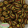 20mm Black, Yellow, Red Stripe Rhinestone Bubblegum Bead