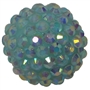 20mm Mint Rhinestone Bubblegum Beads