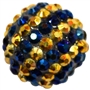 20mm Navy & Gold Stripe Rhinestone Bubblegum Beads
