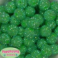20mm Neon Green Rhinestone Bubblegum Beads Bulk