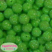 20mm Neon Lime Rhinestone Bubblegum Beads