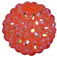 20mm Neon Orange Rhinestone Bubblegum Beads