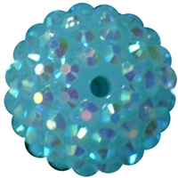 20mm Neon Sky Blue Rhinestone Bubblegum Beads