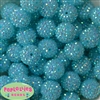 20mm Neon sky Blue Rhinestone Bubblegum Beads