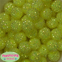 20mm Neon Yellow Rhinestone Bubblegum Beads Bulk