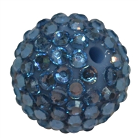 20mm Ocean Blue Rhinestone Bubblegum Beads