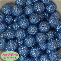 20mm Ocean Blue Rhinestone Bubblegum Beads Bulk