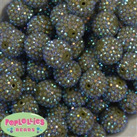 20mm Olive Green Rhinestone Bubblegum Beads