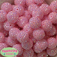 20mm Pale Pink Rhinestone Bubblegum Beads