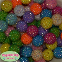 20mm Pastel Rhinestone Bubblegum Bead Mix