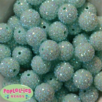 20mm Pastel Green Rhinestone Bubblegum Beads