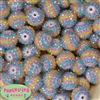 20mm Pastel Stripe Rhinestone Bubblegum Beads