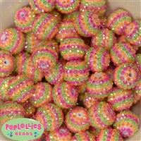 20mm Spring Stripe Rhinestone Bubblegum Beads