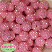 20mm Pink Rhinestone Bubblegum Beads