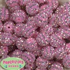 20mm Pink & Silver Stripe Rhinestone Bubblegum Beads