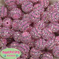 20mm Valentine Stripe Rhinestone Bubblegum Beads