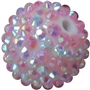 20mm Pink and White Stripe Rhinestone Bubblegum Beads