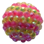 20mm Pink and Yellow Stripe Rhinestone Bubblegum Beads