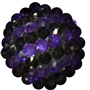 20mm Purple and Black Stripe Rhinestone Bubblegum Bead