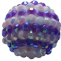 20mm Purple & White Stripe Rhinestone Bubblegum Beads