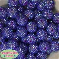 20mm Purple Rhinestone Bubblegum Beads