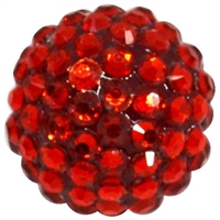 20mm Red Rhinestone Bubblegum Beads