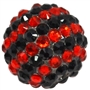 20mm Red & Black Stripe Rhinestone Bubblegum Beads