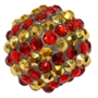 20mm Red & Gold Stripe Rhinestone Bubblegum Beads