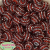 20mm Red & Silver Stripe Rhinestone Bubblegum Beads