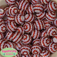 20mm Candy Cane Stripe Rhinestone Bubblegum Beads Bulk