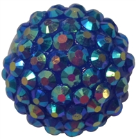 20mm Royal Blue Rhinestone Bubblegum Beads