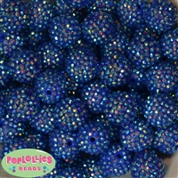 20mm Royal Blue Rhinestone Bubblegum Beads