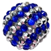 20mm Royal Blue & Silver Stripe Rhinestone Bubblegum Beads