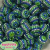 20mm Royal Silver and Lime Stripe Rhinestone Bubblegum Beads