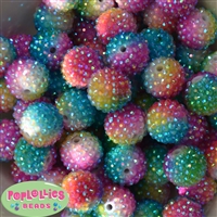 20mm Tie Dye Rhinestone Bubblegum Beads