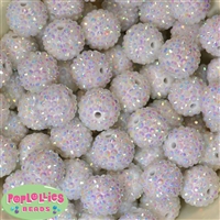 20mm White Rhinestone Bubblegum Beads