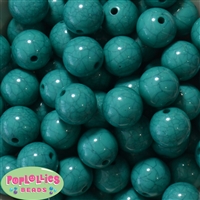 20mm Teal Solid Crackle Bubblegum Bead