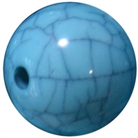 20mm Cyan Blue Solid crackle Bubblegum Bead