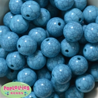 20mm Blue Solid Crackle Bubblegum Bead